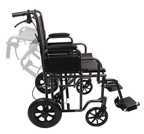 ProBasic Heavy Duty Bariatric 22 inch Transport Wheelchair with 12" Rear Wheels - Open Box - Senior.com 