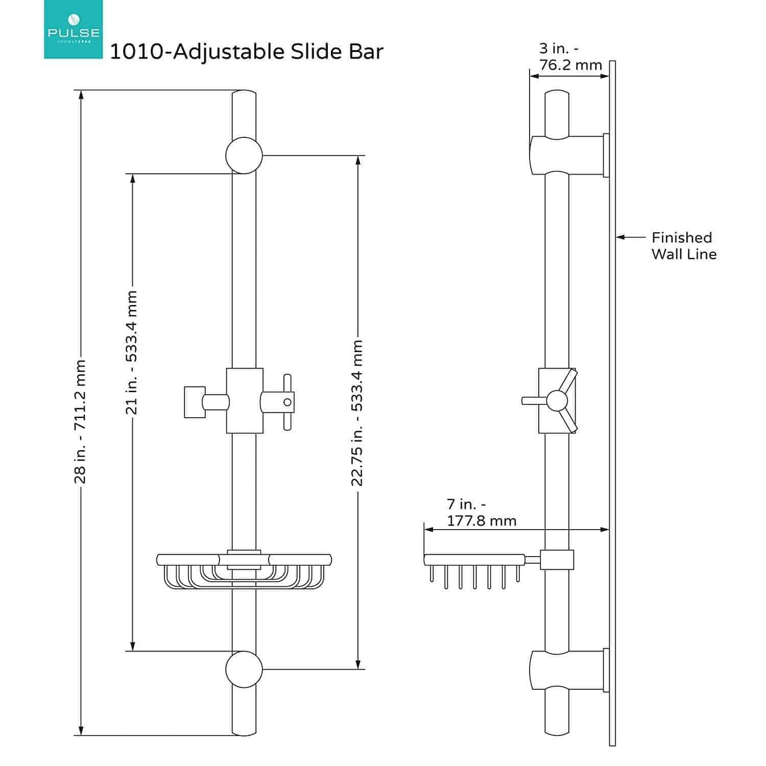 Pulse ShowerSpa Shower Adjustable Slide Bar for Accessory Storage - Open Box - Senior.com Bathroom Accessories