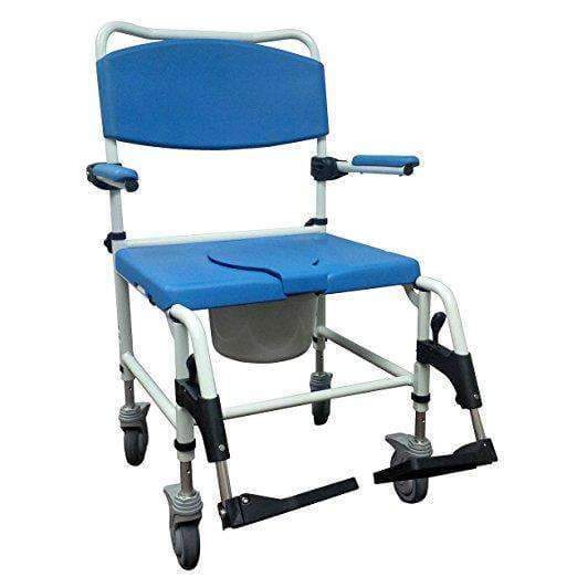 Drive Medical Bariatric Aluminum Rehab Shower Commode Chair with Two Rear-Locking Casters - Open Box - Senior.com Commodes
